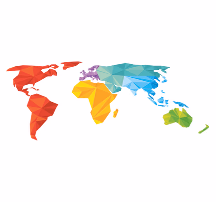 World map vinyl rug geometric wall map vinyl - TenStickers