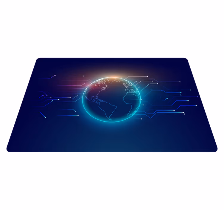 World map vinyl rug geometric telecommunication map - TenStickers