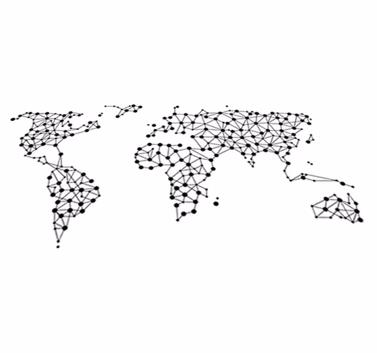 World map vinyl rug with linked coordinates - TenStickers