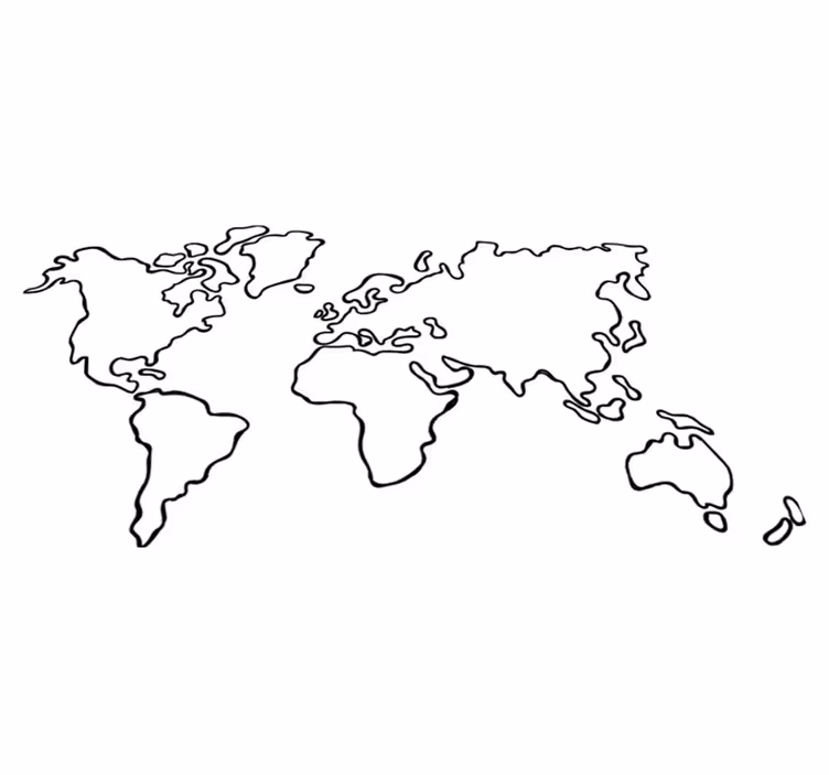 World map vinyl rug in a single color design - TenStickers