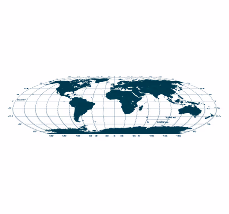 World map vinyl rug with blue meridians - TenStickers