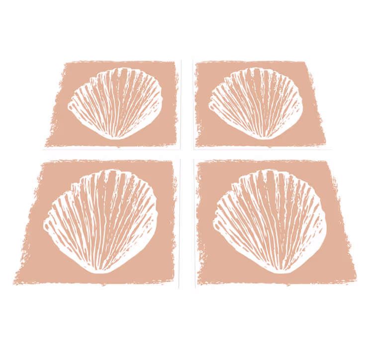 Bathroom vinyl rug retro seashell pattern beige tiles - TenStickers
