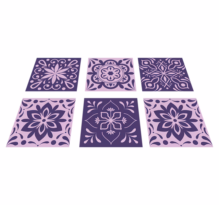 Bathroom vinyl rug with purple floral pattern - TenStickers