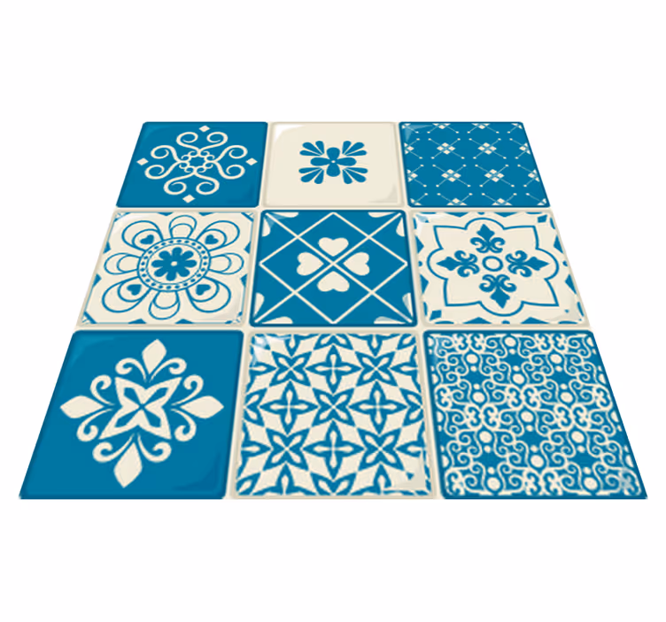 Bathroom vinyl rug in gray and blue pattern - TenStickers