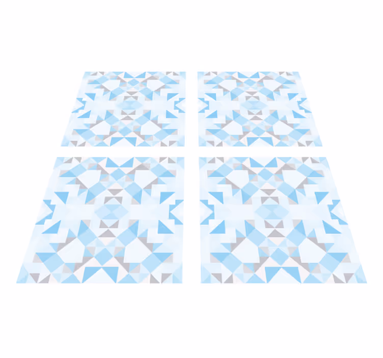 Bathroom vinyl rug vintage blue grey tile design - TenStickers
