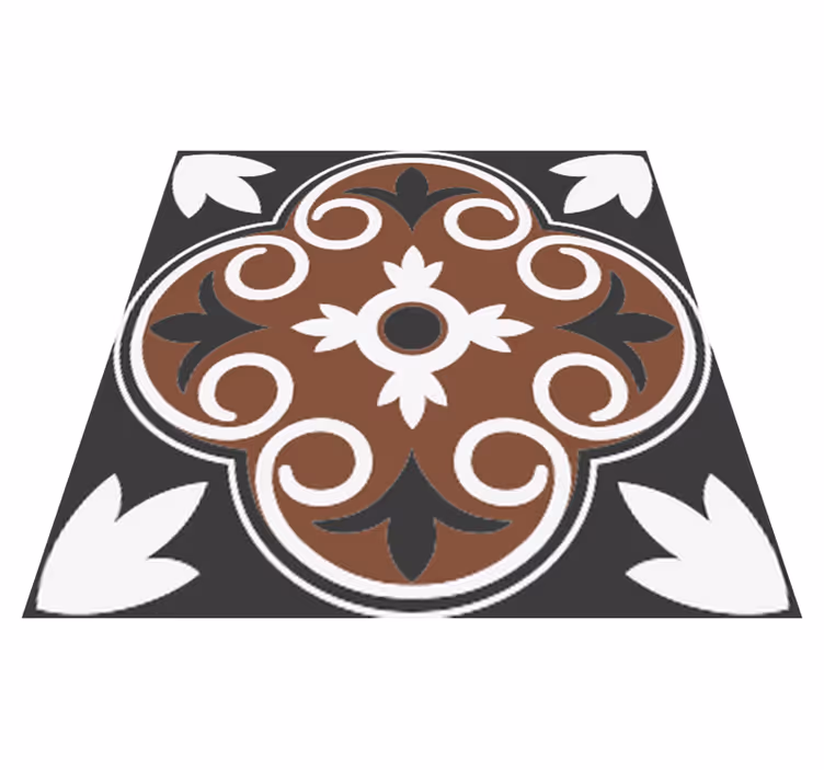 Bathroom vinyl rug in gray and brown vintage design - TenStickers