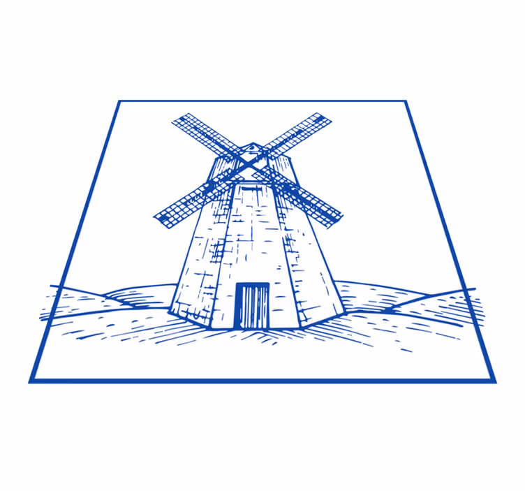 Kitchen vinyl rug delft blue windmill - TenStickers