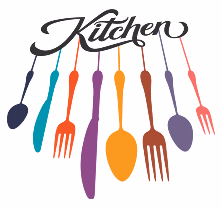 Kitchen vinyl rug with fork and spoons design - TenStickers