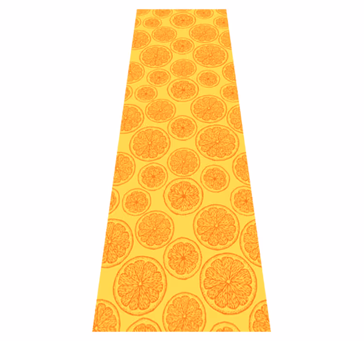 Kitchen vinyl rug with orange hand-drawn pattern - TenStickers