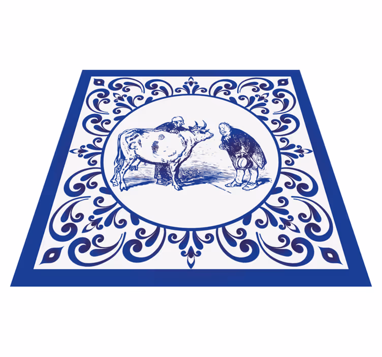 Men and cow kitchen vinyl rug - TenStickers