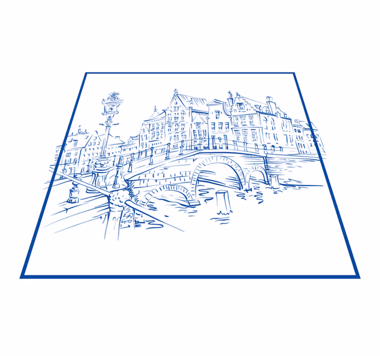 Kitchen vinyl rug with delft blue canal houses - TenStickers
