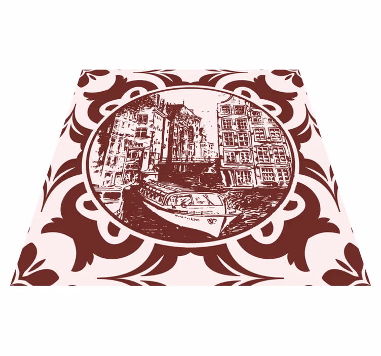 Kitchen vinyl rug canal houses and boat design - TenStickers