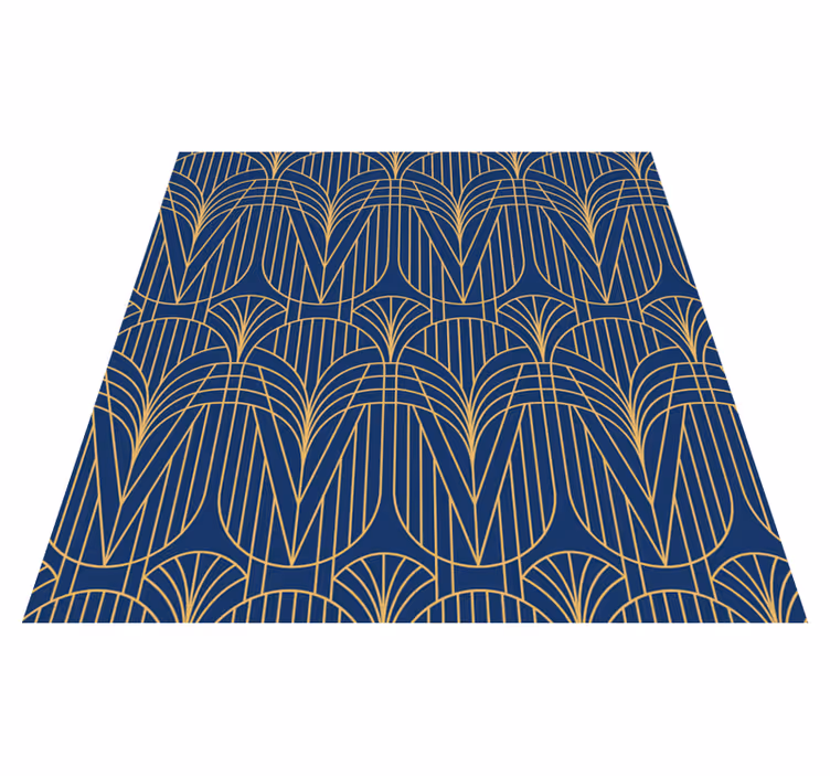 Kitchen vinyl rug with art deco design in gold - TenStickers