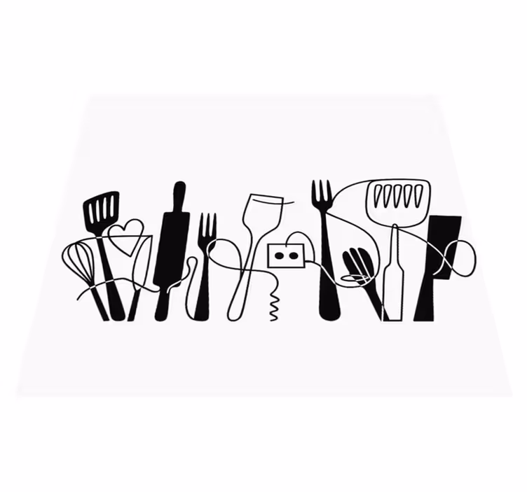 Kitchen vinyl rug kitchen tools in a row - TenStickers