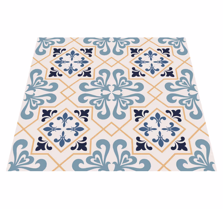 Kitchen vinyl rug with yellow portuguese tile design - TenStickers