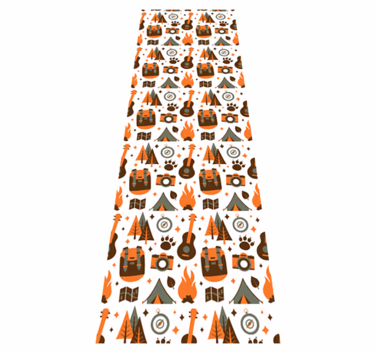 Bedroom vinyl rug mountains bear wooden fire - TenStickers