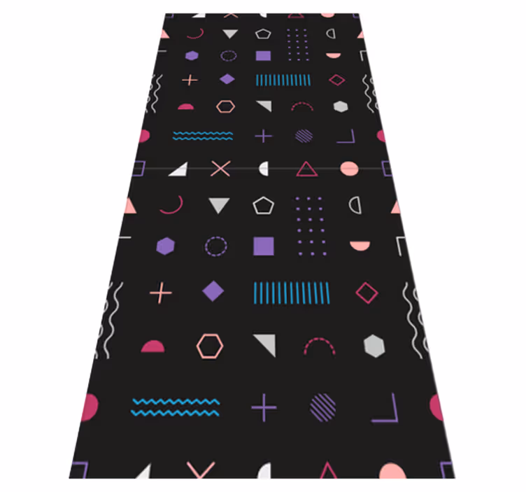 Multicoloured retro geometric shapes bedroom vinyl rug - TenStickers