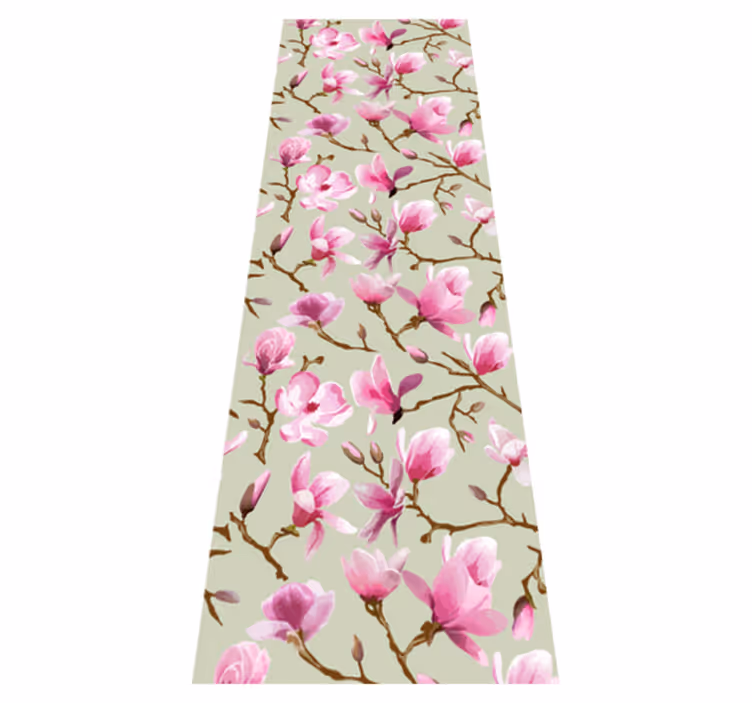 Bedroom vinyl rug featuring beautiful purple magnolia - TenStickers