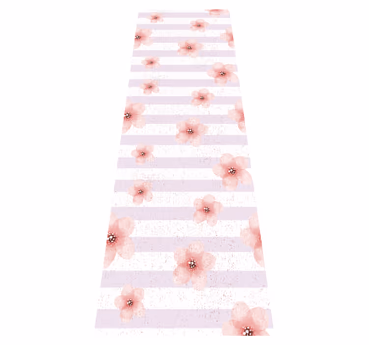 Shabby chic bedroom vinyl rug with pink stripes - TenStickers