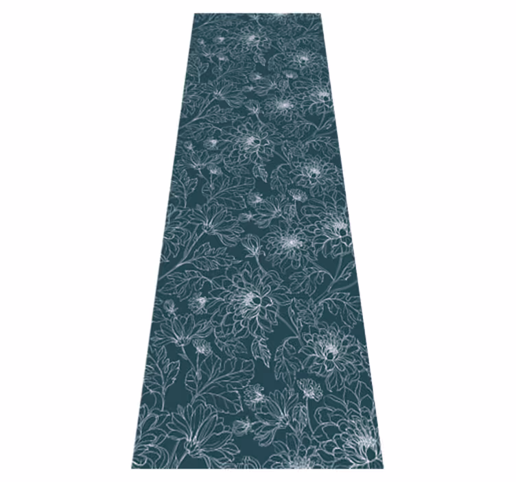 Bedroom vinyl rug grandmillenial white blossoms - TenStickers