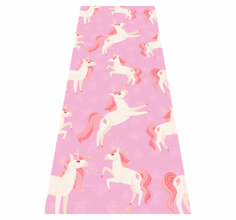 Pastel unicorns with plants bedroom vinyl rug - TenStickers