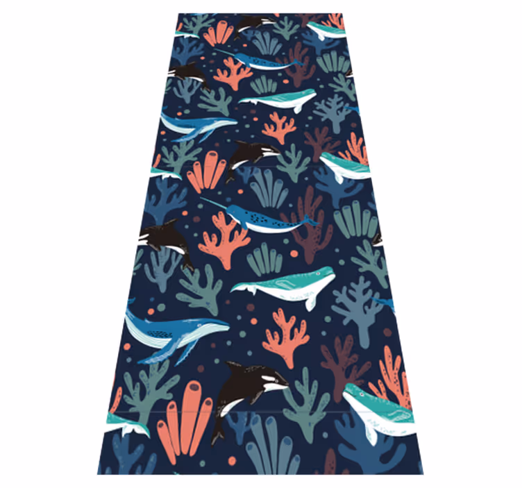 Vibrant sea animals on blue bedroom vinyl rug - TenStickers