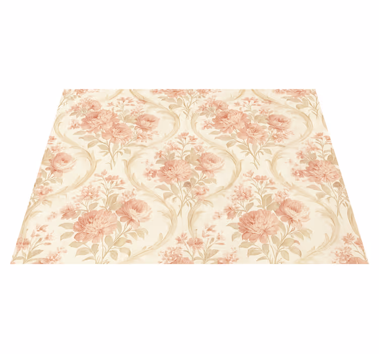 Bedroom vinyl rug in vintage light washed floral design - TenStickers
