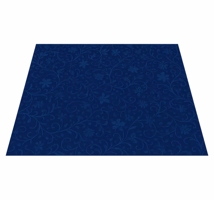 Bedroom vinyl rug in navy blue floral design - TenStickers