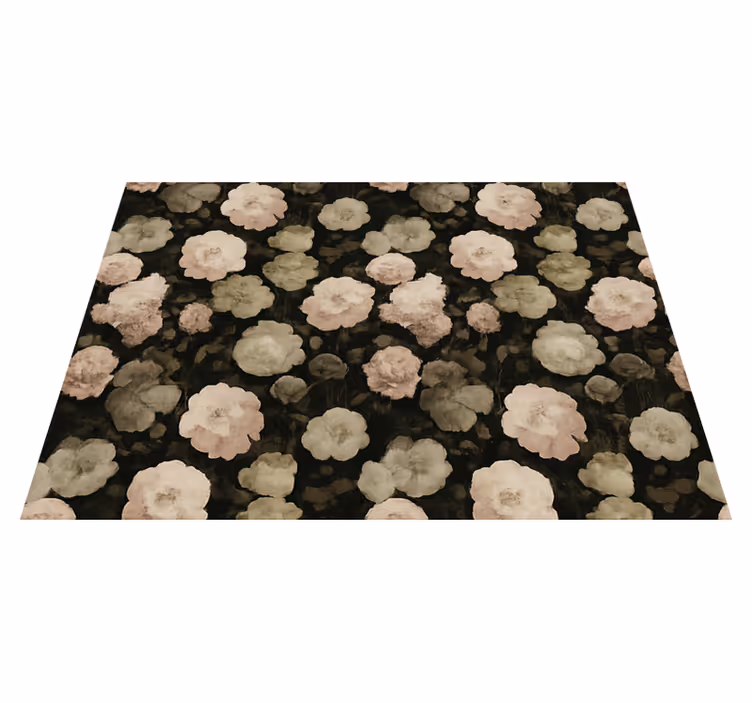 Bedroom vinyl rug with dark retro floral design - TenStickers
