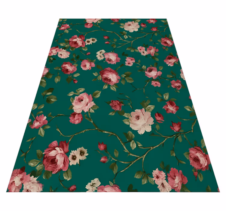 Bedroom vinyl rug with painted tree flowers pattern - TenStickers