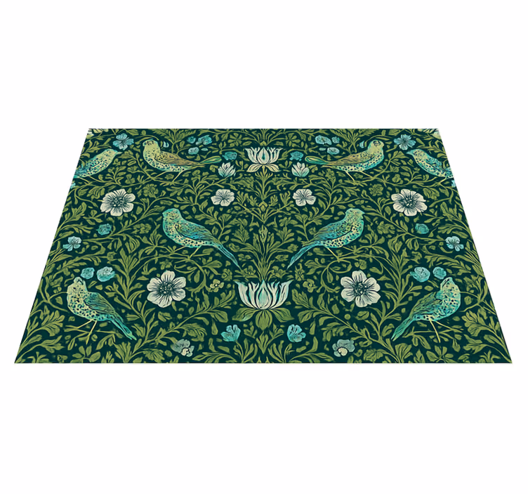 Bedroom vinyl rug ornamental floral and bird - TenStickers