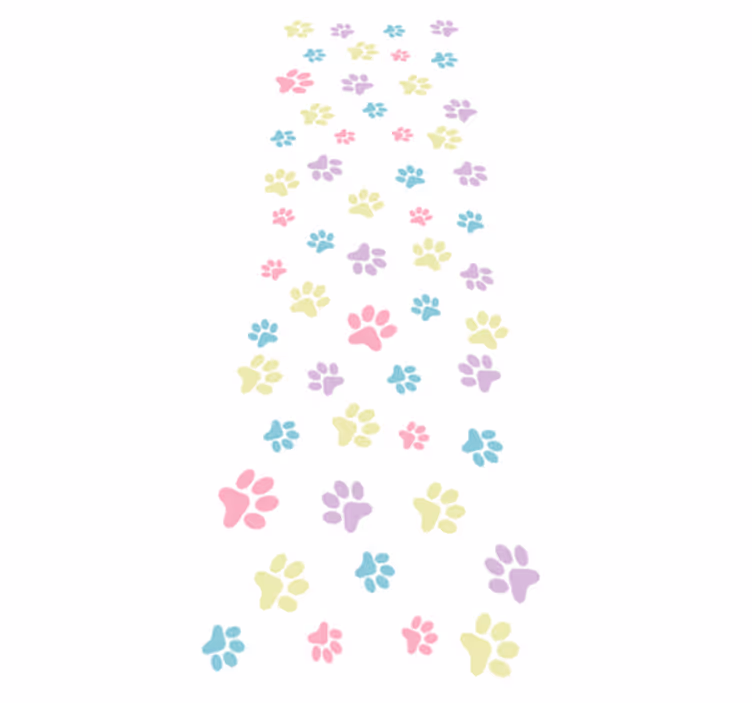 Bedroom vinyl rug with vibrant dog paw prints - TenStickers