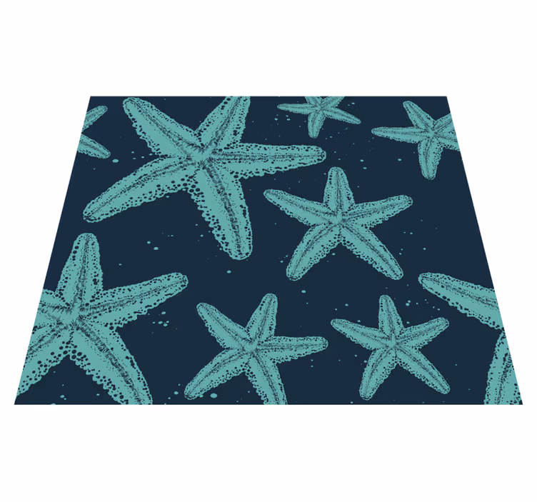 Bedroom vinyl rug in starfish blue tones - TenStickers
