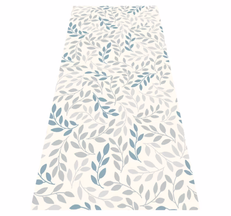 Bedroom vinyl rug in blue ombre leaf pattern - TenStickers