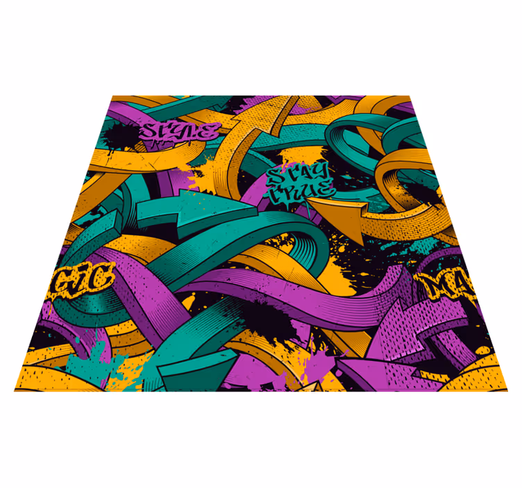 Bedroom vinyl rug with realistic graffiti design - TenStickers