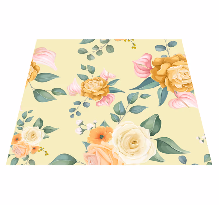 Bedroom vinyl rug in vintage yellow roses style - TenStickers