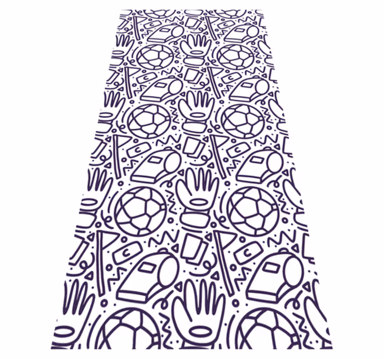 Bedroom vinyl rug with sporty doodle design - TenStickers