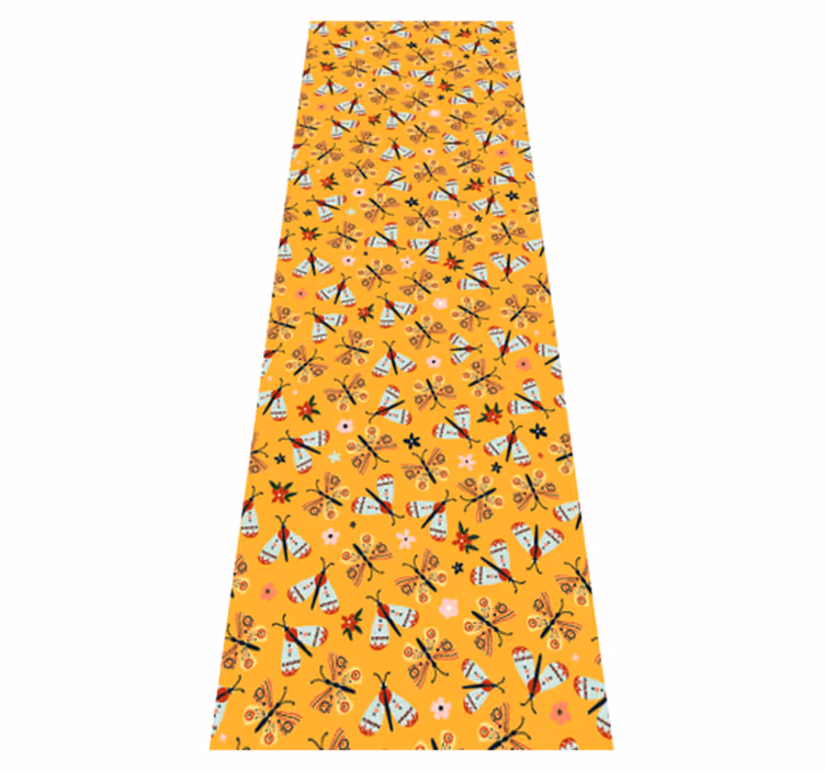 Bedroom vinyl rug with hand-drawn butterflies - TenStickers