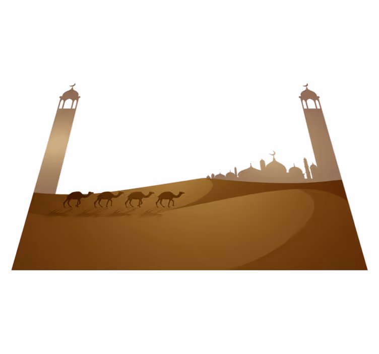 Islamic mosque and camels bedroom vinyl rug - TenStickers