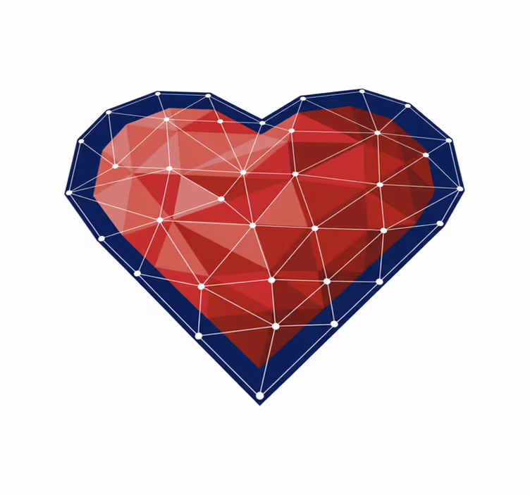 Bedroom vinyl rug with geometric heart origami design - TenStickers