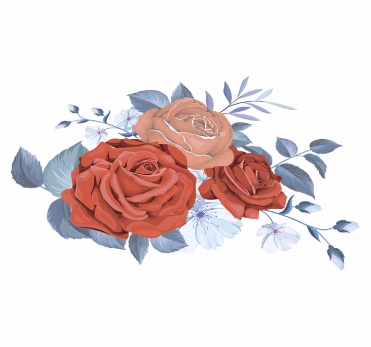 Blue bouquet flowers bedroom vinyl rug - TenStickers