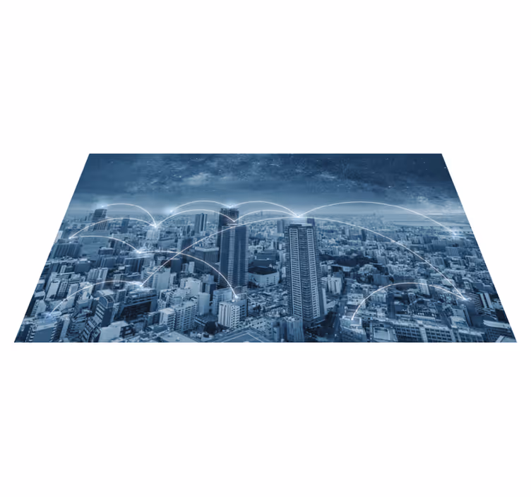 Bedroom vinyl rug skyscraper landscape sticker - TenStickers