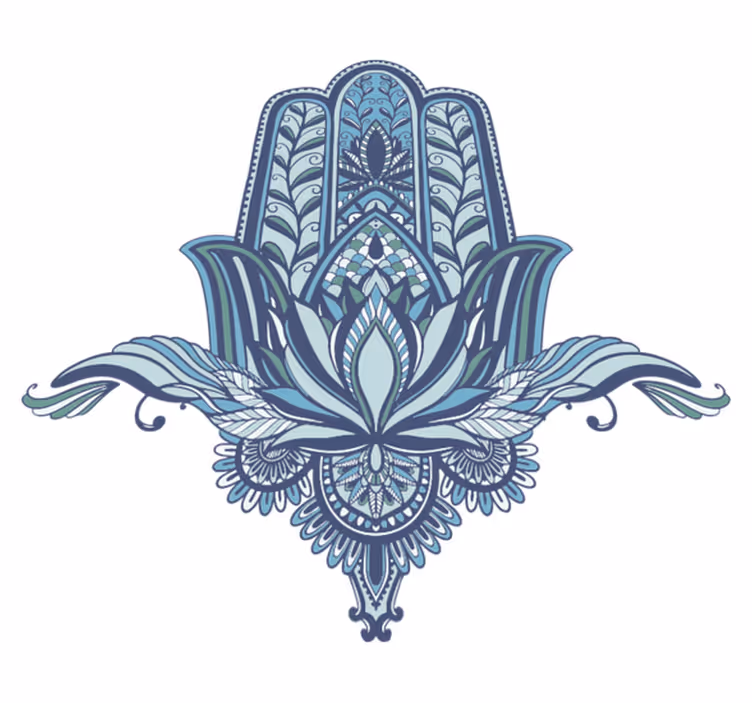 Bedroom vinyl rug with blue jewish hamsa hand design - TenStickers