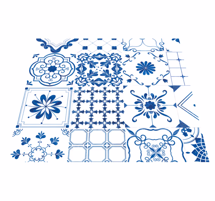 Scandinavian vinyl rug in nordic tile design - TenStickers