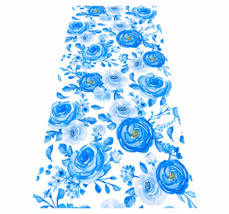 Scandinavian vinyl rug with blue clock flowers - TenStickers
