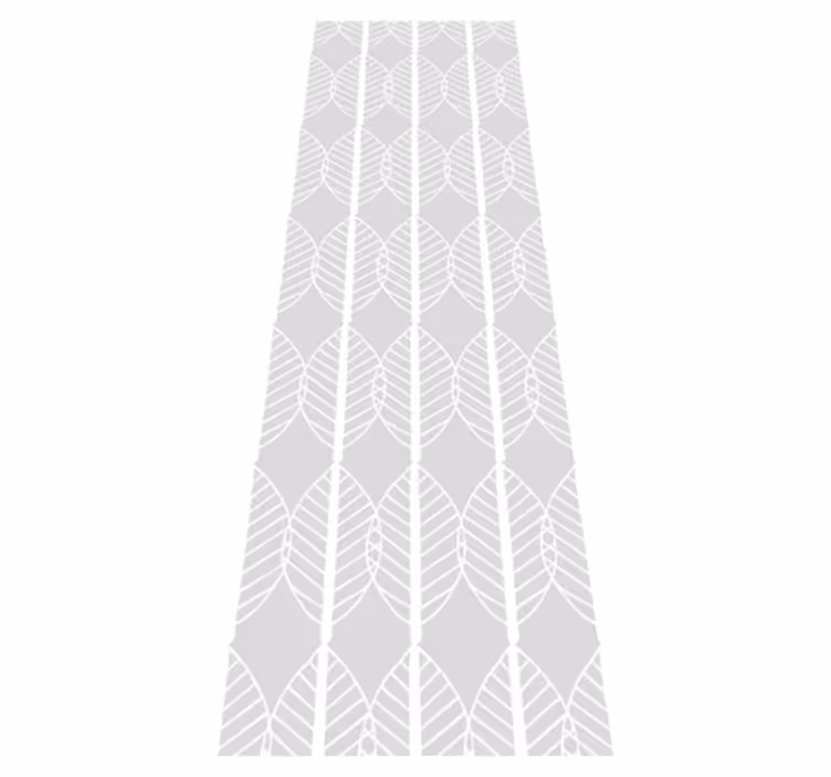 Scandinavian vinyl rug white leaf line on grey - TenStickers