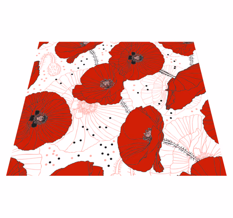 Nature vinyl rug with floral red pattern - TenStickers