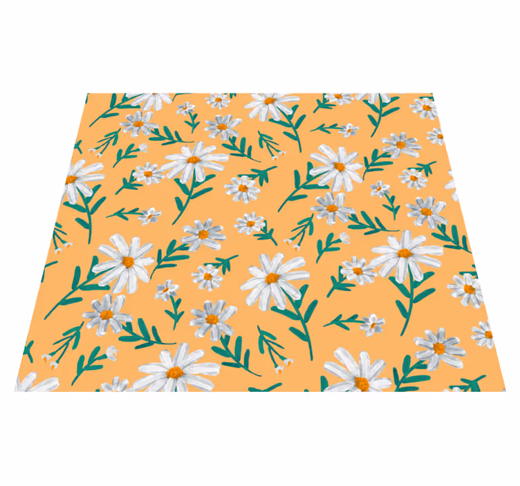 Nature vinyl rug daisy flower yellow background - TenStickers