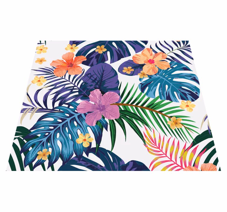 Nature vinyl rug hawaiian colorful flowers design - TenStickers