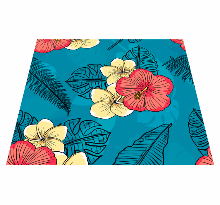 Nature vinyl rug with hawaiian blooms - TenStickers